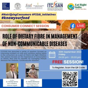 ITCFSAN has planned a consumer connect session focused on "Role Of Dietary Fiber In Management Of Non-Communicable Disease " as a part of our Consumer Connect Series.