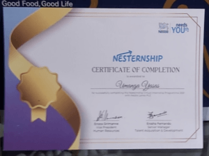 Nestle Internship - Nesternship Certificate Sample