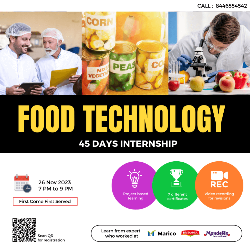 food technology internship online with certificate 