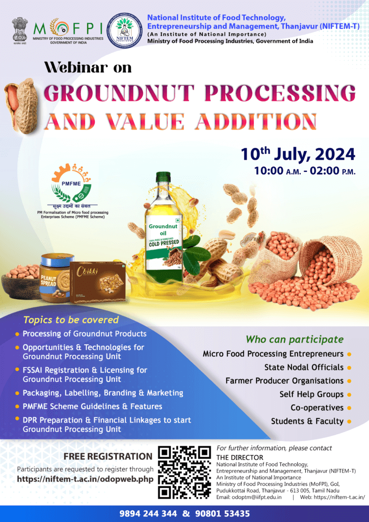 NIFTEM-T is Organizing a Free National Webinar - Food Tech NEWS