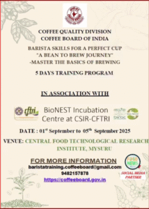 Learn Coffee Brewing, CFTRI, BioNEST, Mysuru, Barista